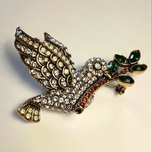 Heidi Daus Lovey Dovey Birds Crystal Pin Brooch Swarovski Crystals